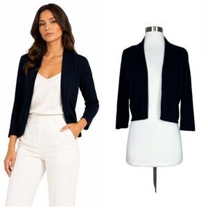 Autumn Cashmere | Pure Cashmere Black Open Front Cropped Cardigan Sweater Medium